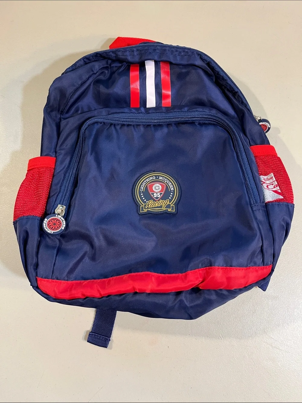 Disney Kids Navy Backpack with Red Trim and Racing Patch